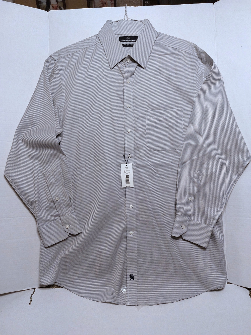 Hart Schaffner Marx Light Gray Micro-Pattern Dress Shirt